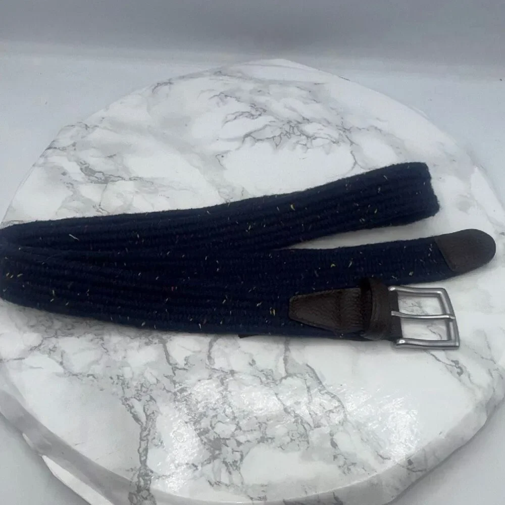 BROOKS BROTHERS Navy Blue Speckled Soft Woven Belt-L {NWT}